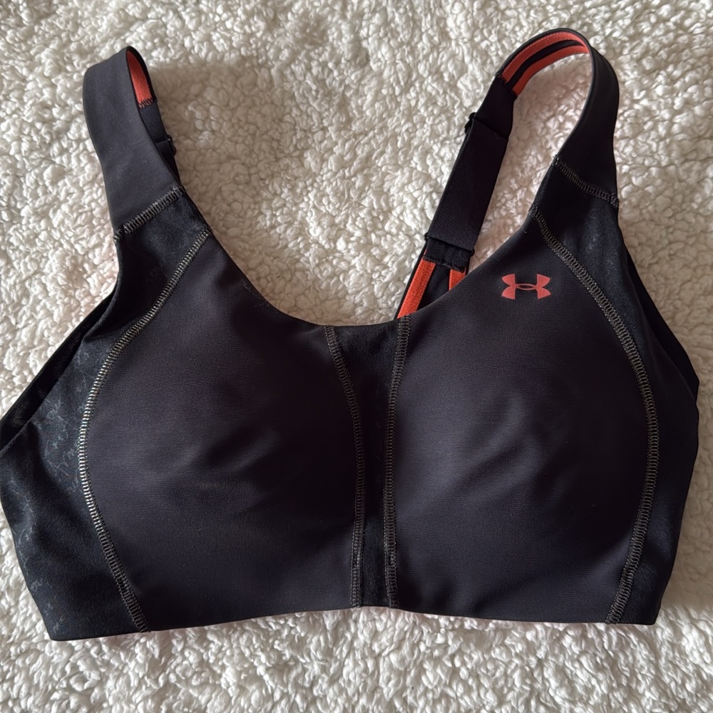Under Armour Black and Orange Sports Bra, 34D